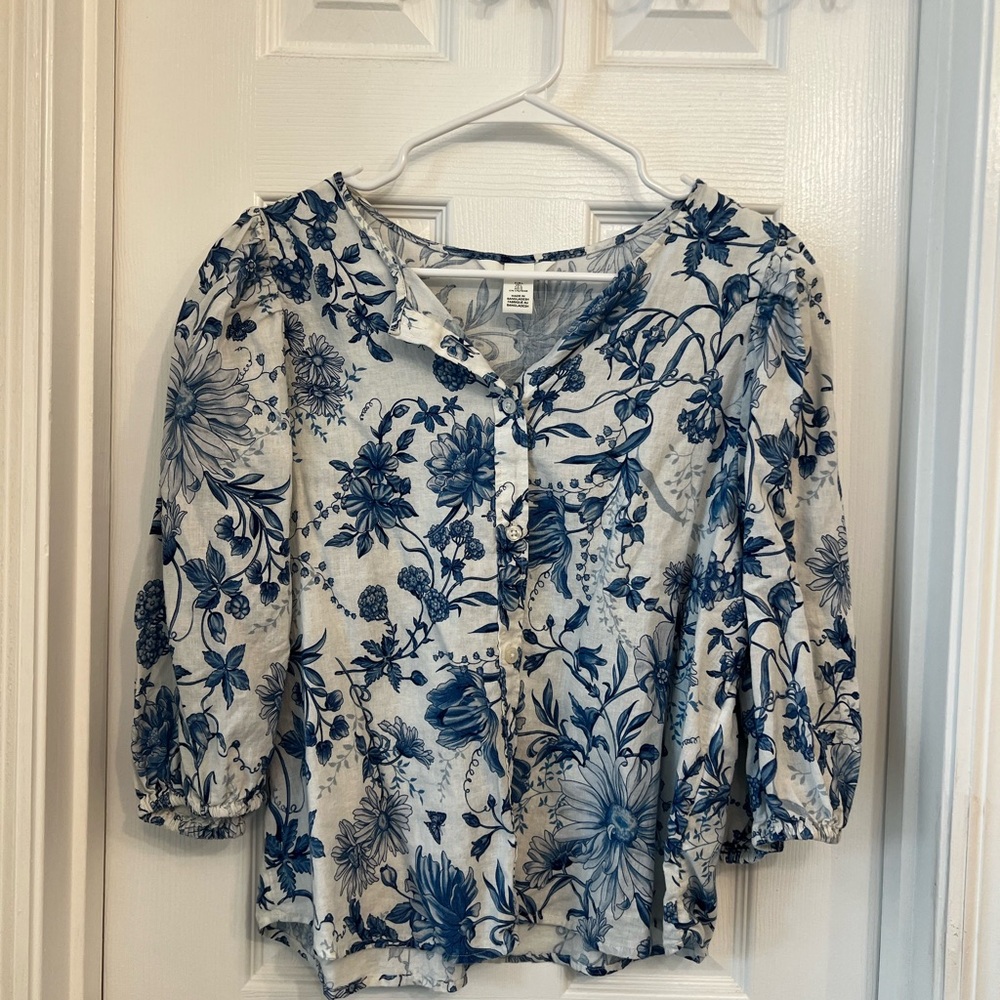 H&M Blue Floral Blouse